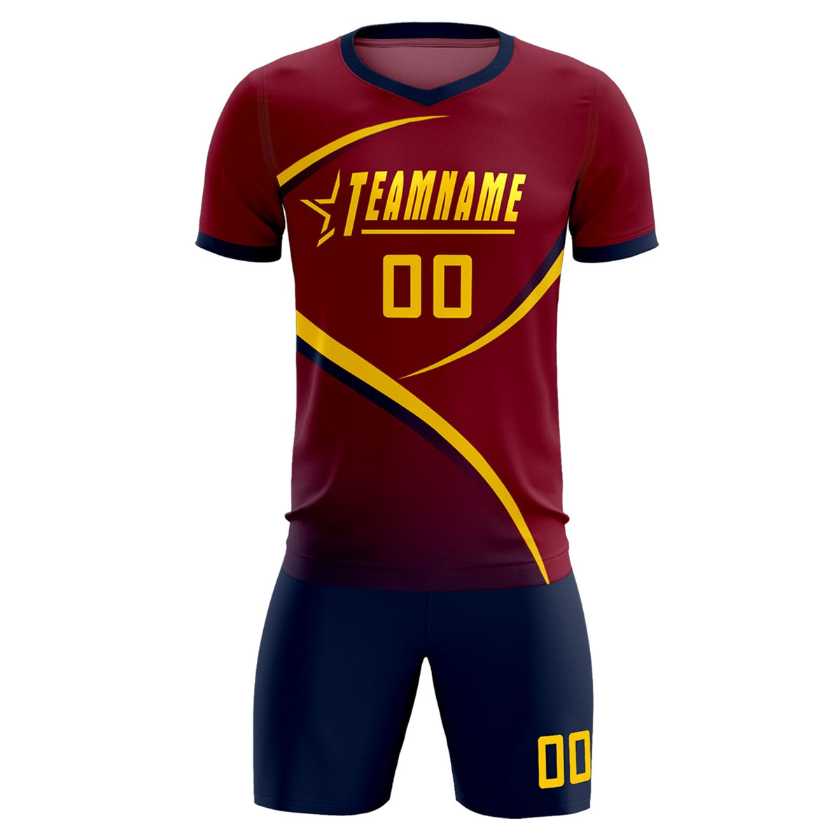 Custom Crimson Navy Color Block Training Uniform For Men Football Kits Jersey