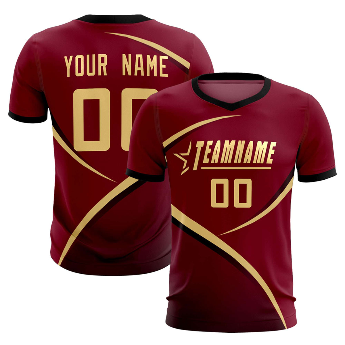 Custom Crimson Black Color Block Training Uniform For Men Football Kits Jersey