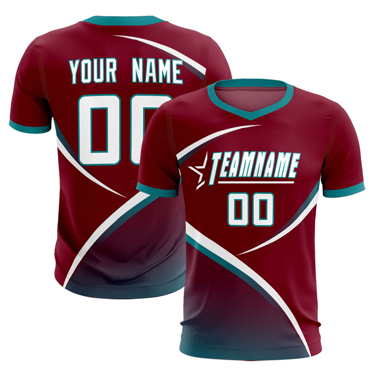 Custom Crimson Aqua Color Block Training Uniform For Men Football Kits Jersey