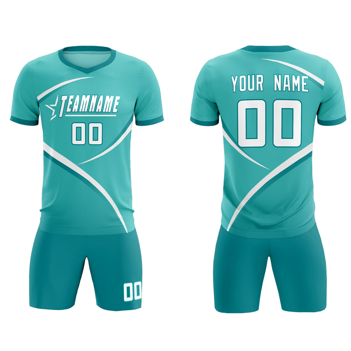Custom Bright Green Aqua Color Block Training Uniform For Men Football Kits Jersey