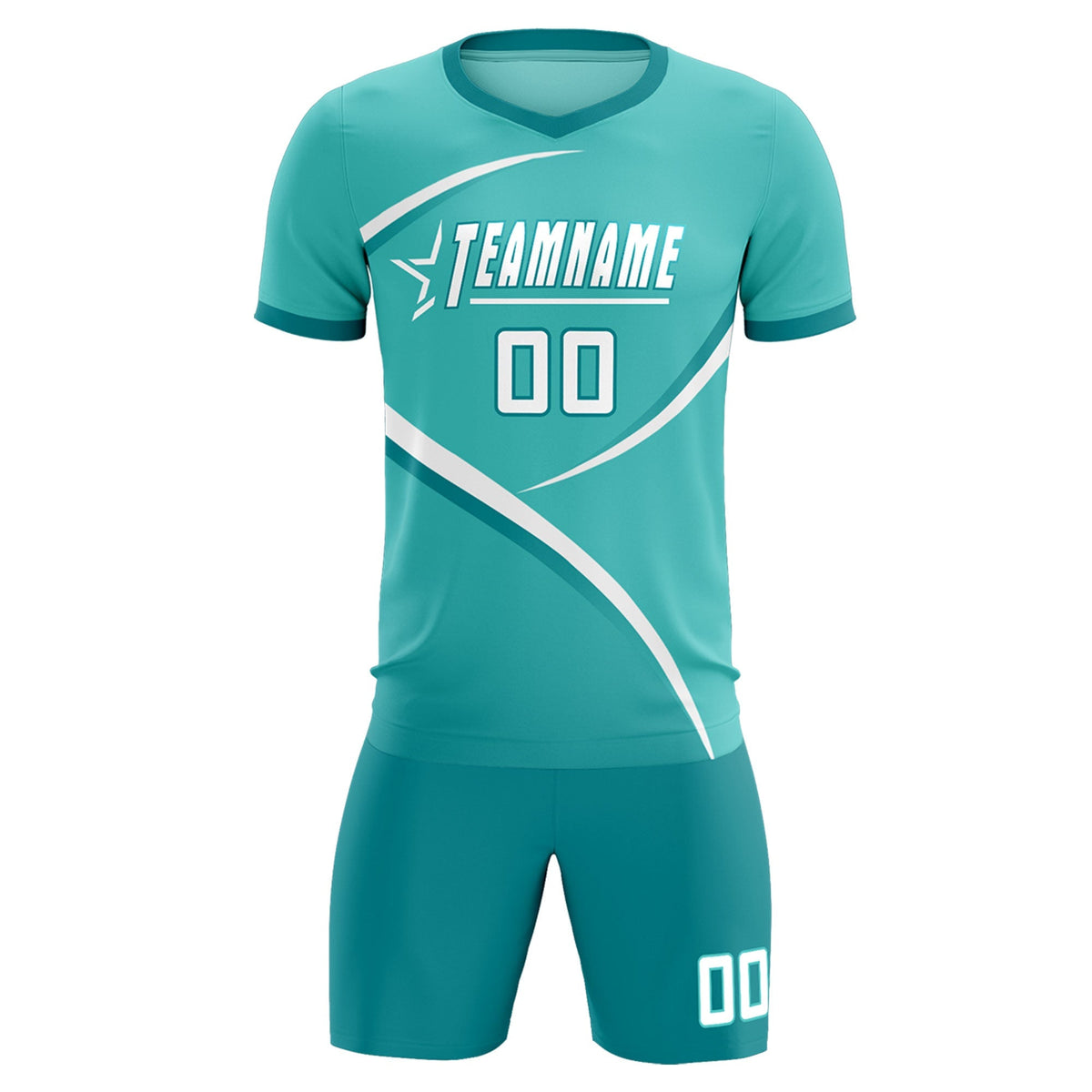 Custom Bright Green Aqua Color Block Training Uniform For Men Football Kits Jersey