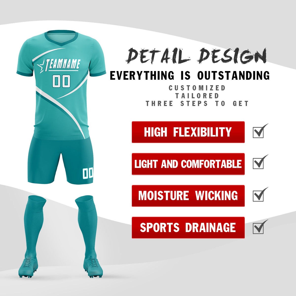 Custom Bright Green Aqua Color Block Training Uniform For Men Football Kits Jersey