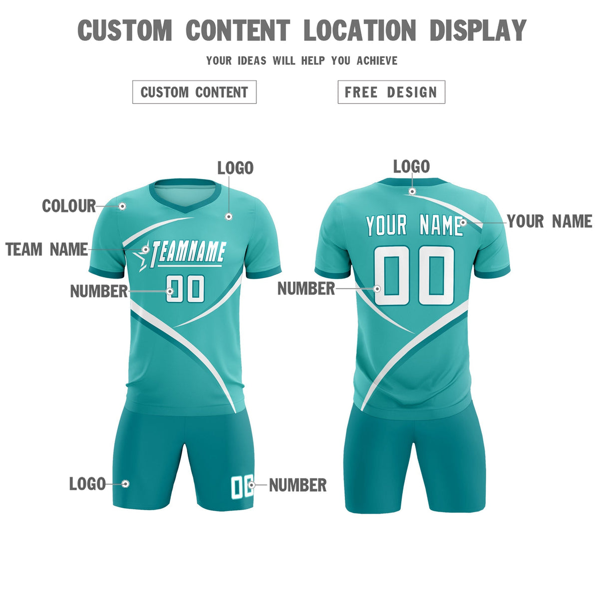 Custom Bright Green Aqua Color Block Training Uniform For Men Football Kits Jersey