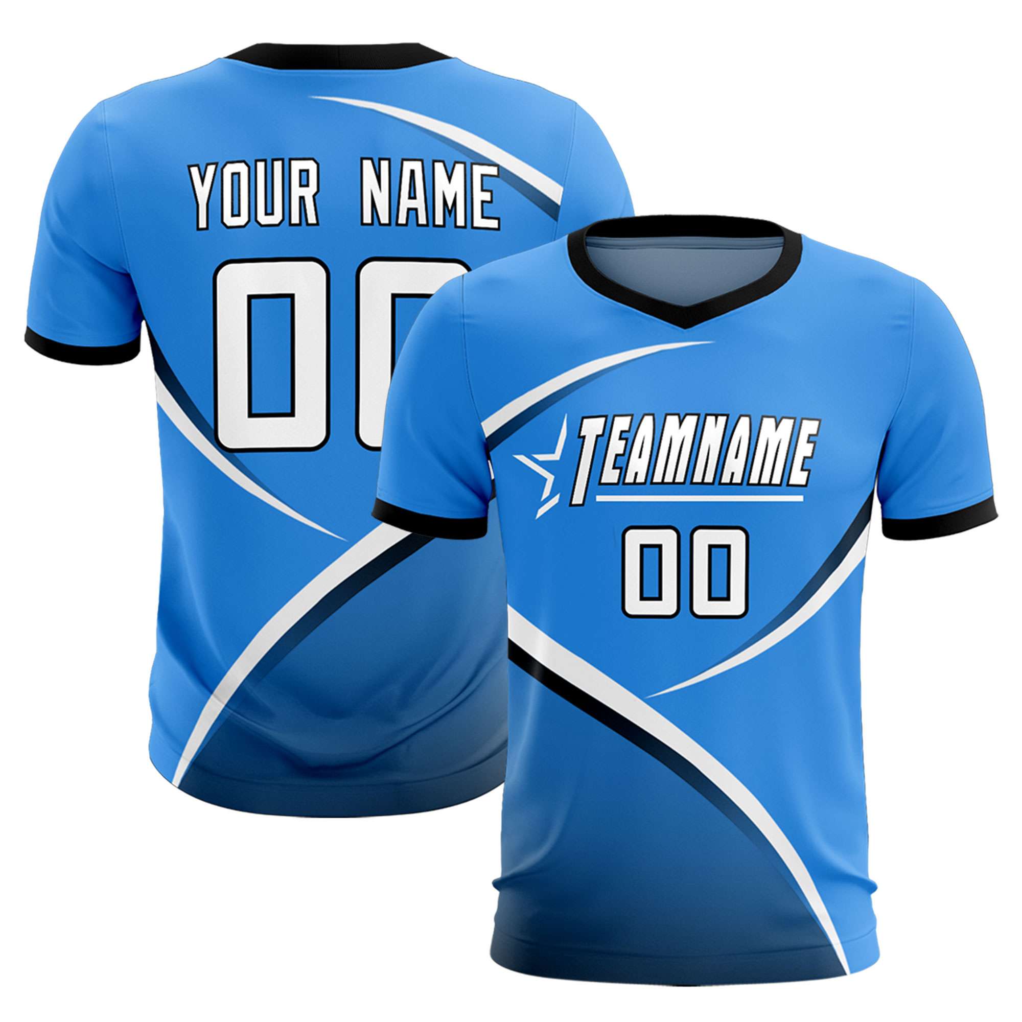 Custom Powder Blue Navy Color Block Training Uniform For Men Soccer Sets Jersey