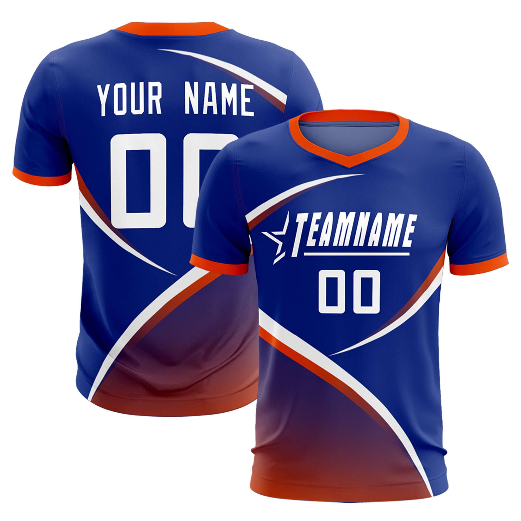 Custom Royal Orange Color Block Training Uniform For Men Soccer Sets Jersey