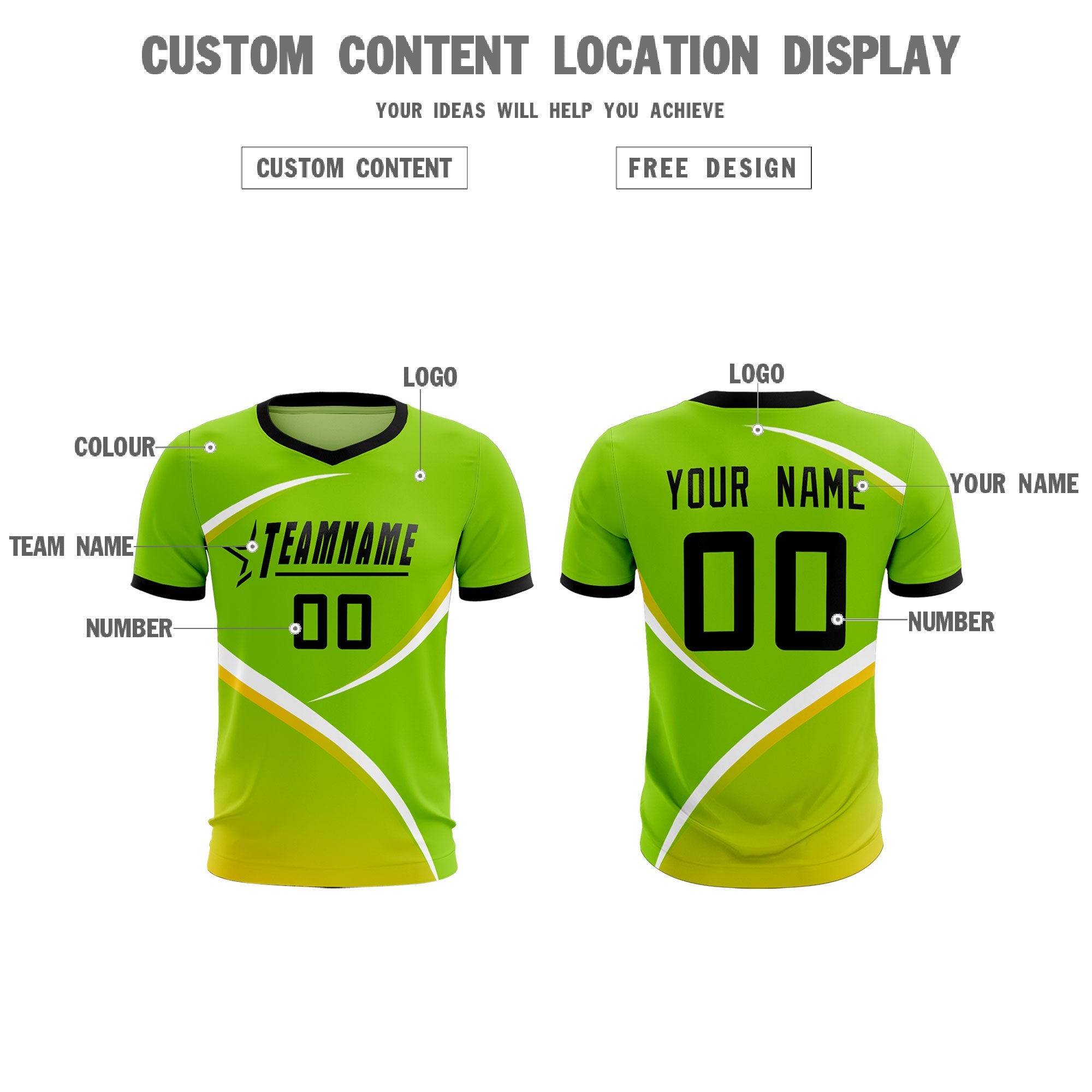 Custom Neon Green Black Color Block Training Uniform For Men Soccer Sets Jersey