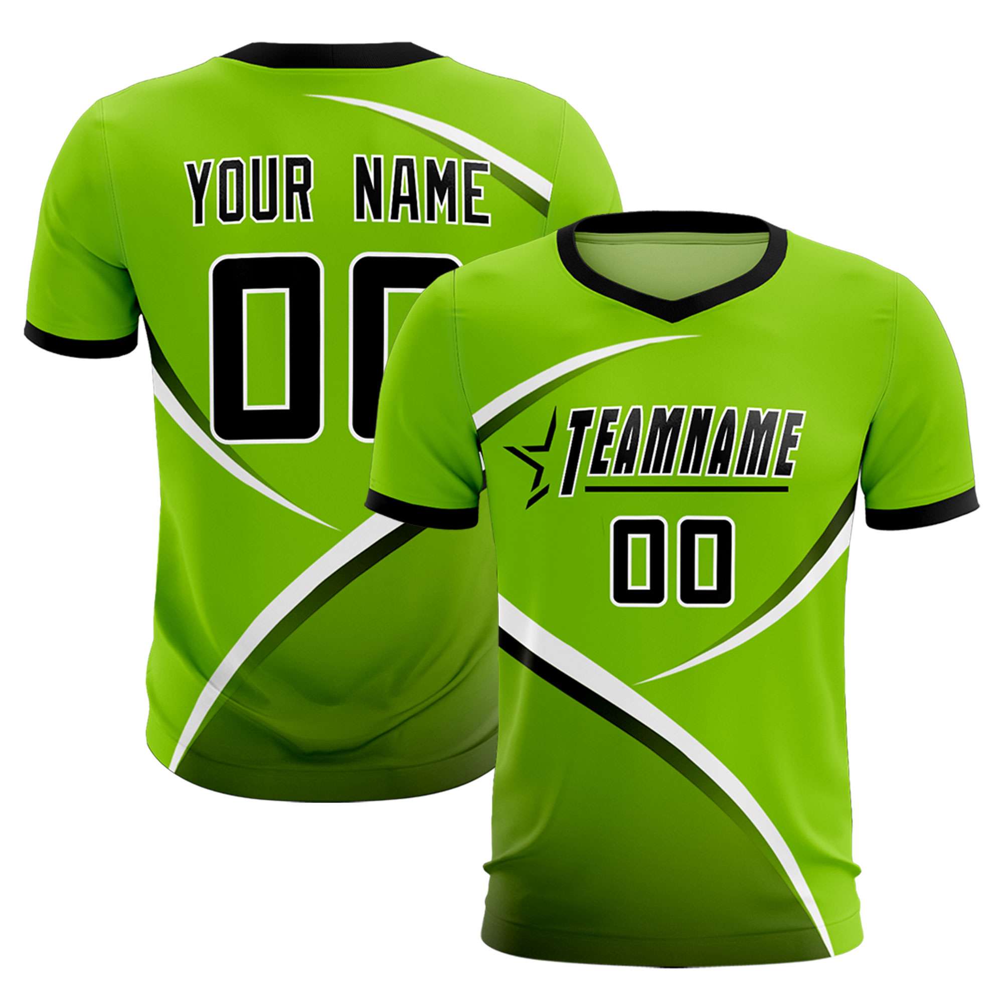 Custom Neon Green Black Color Block Training Uniform For Men Soccer Sets Jersey