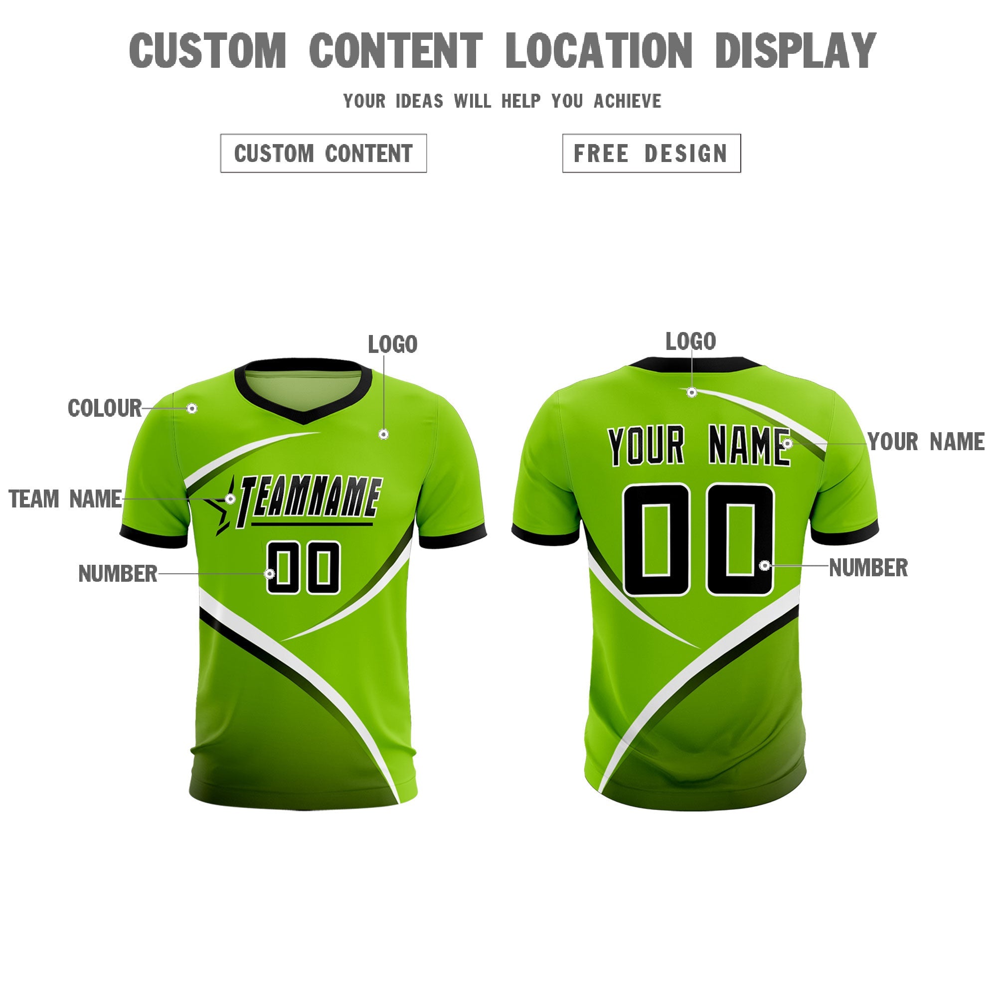 Custom Neon Green Black Color Block Training Uniform For Men Soccer Sets Jersey