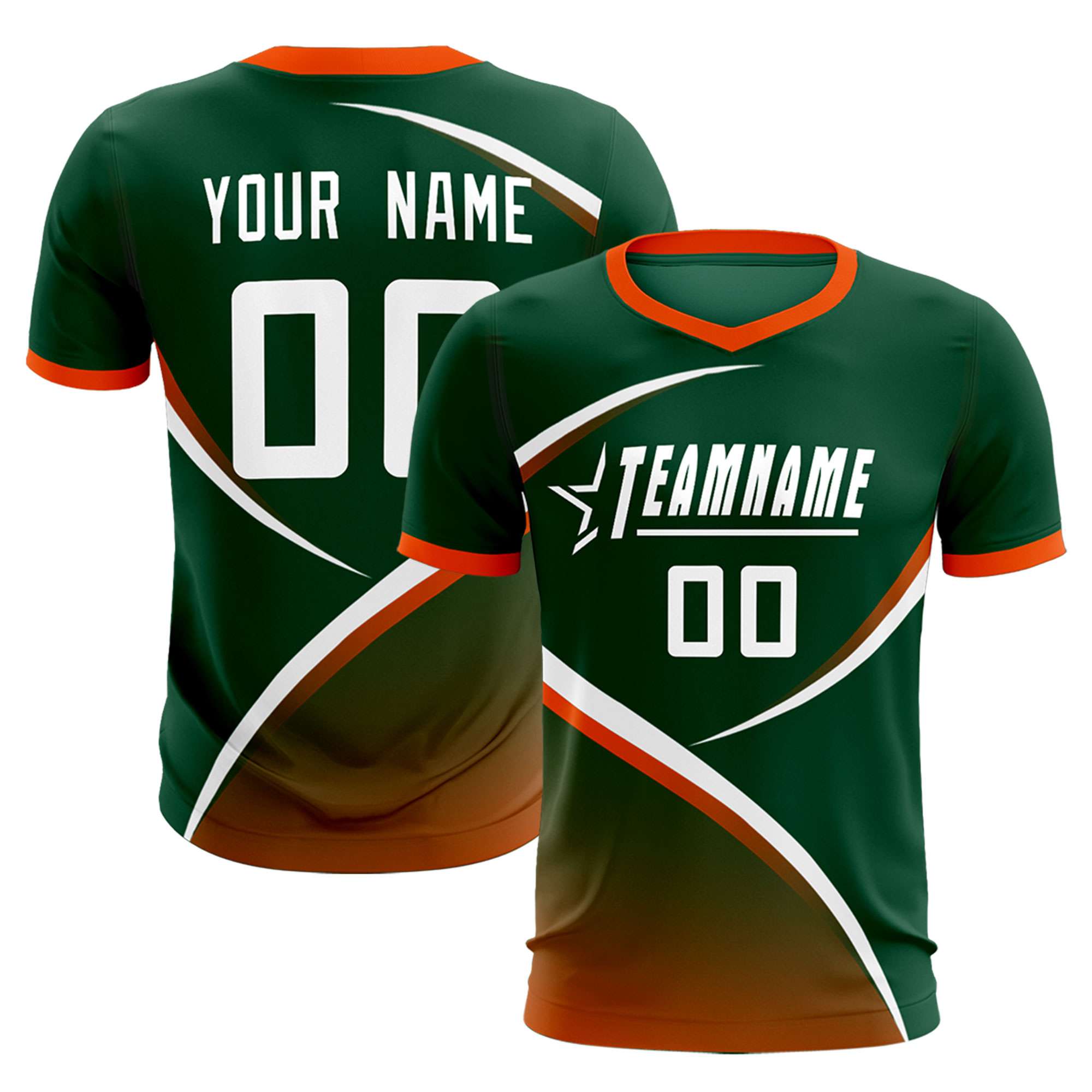 Custom Green Orange Color Block Training Uniform For Men Soccer Sets Jersey
