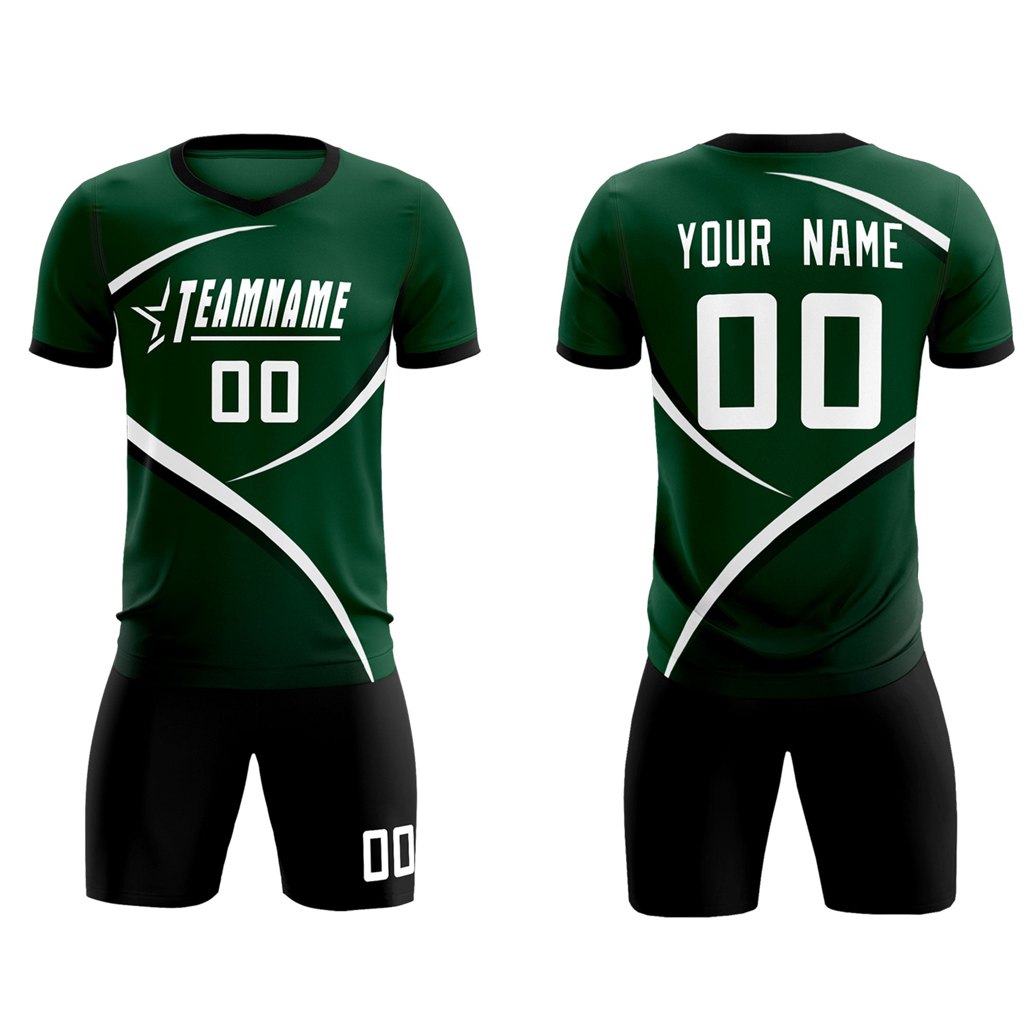 Custom Green Black Color Block Training Uniform For Men Soccer Sets Jersey