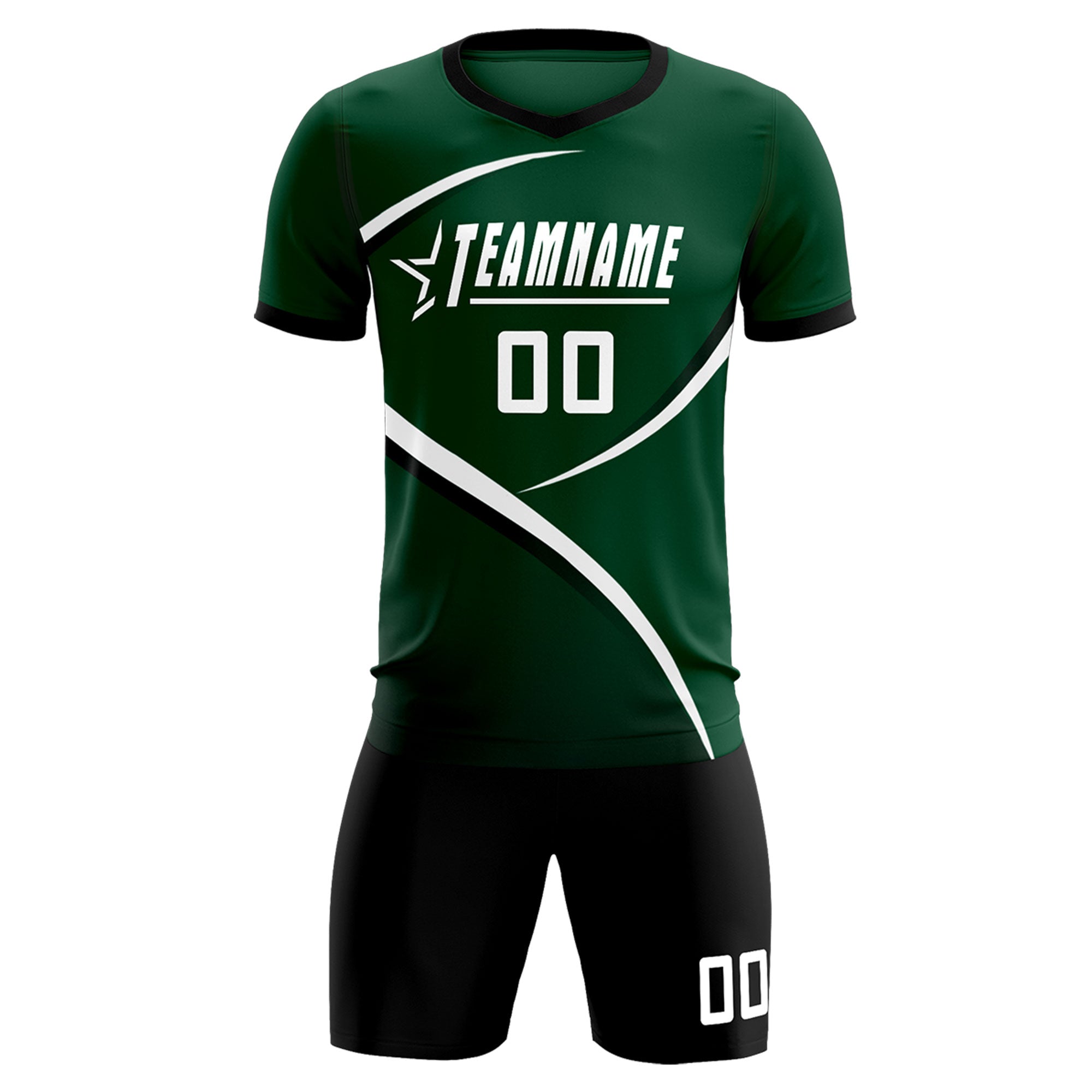 Custom Green Black Color Block Training Uniform For Men Soccer Sets Jersey