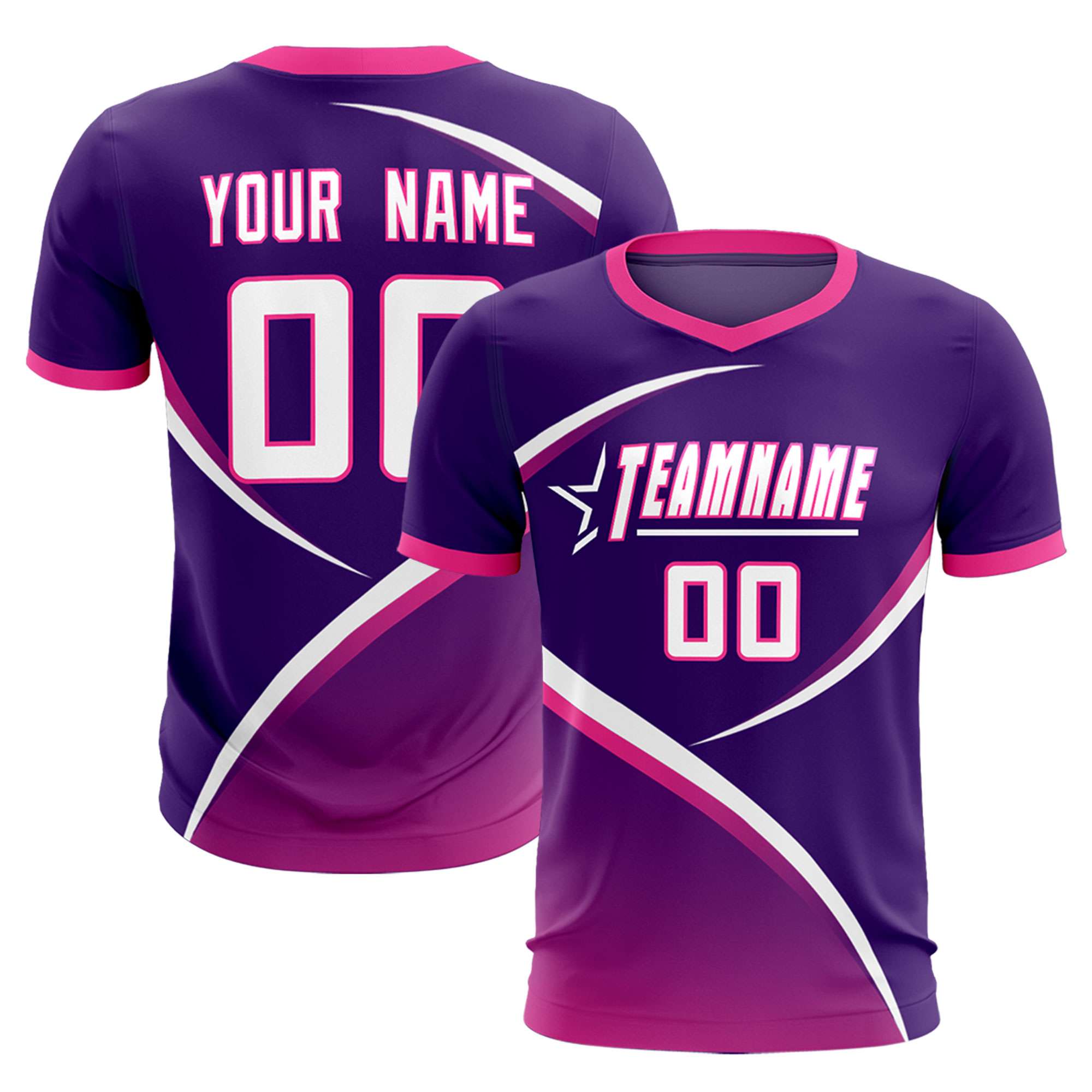 Custom Purple Pink Color Block Training Uniform For Men Soccer Sets Jersey