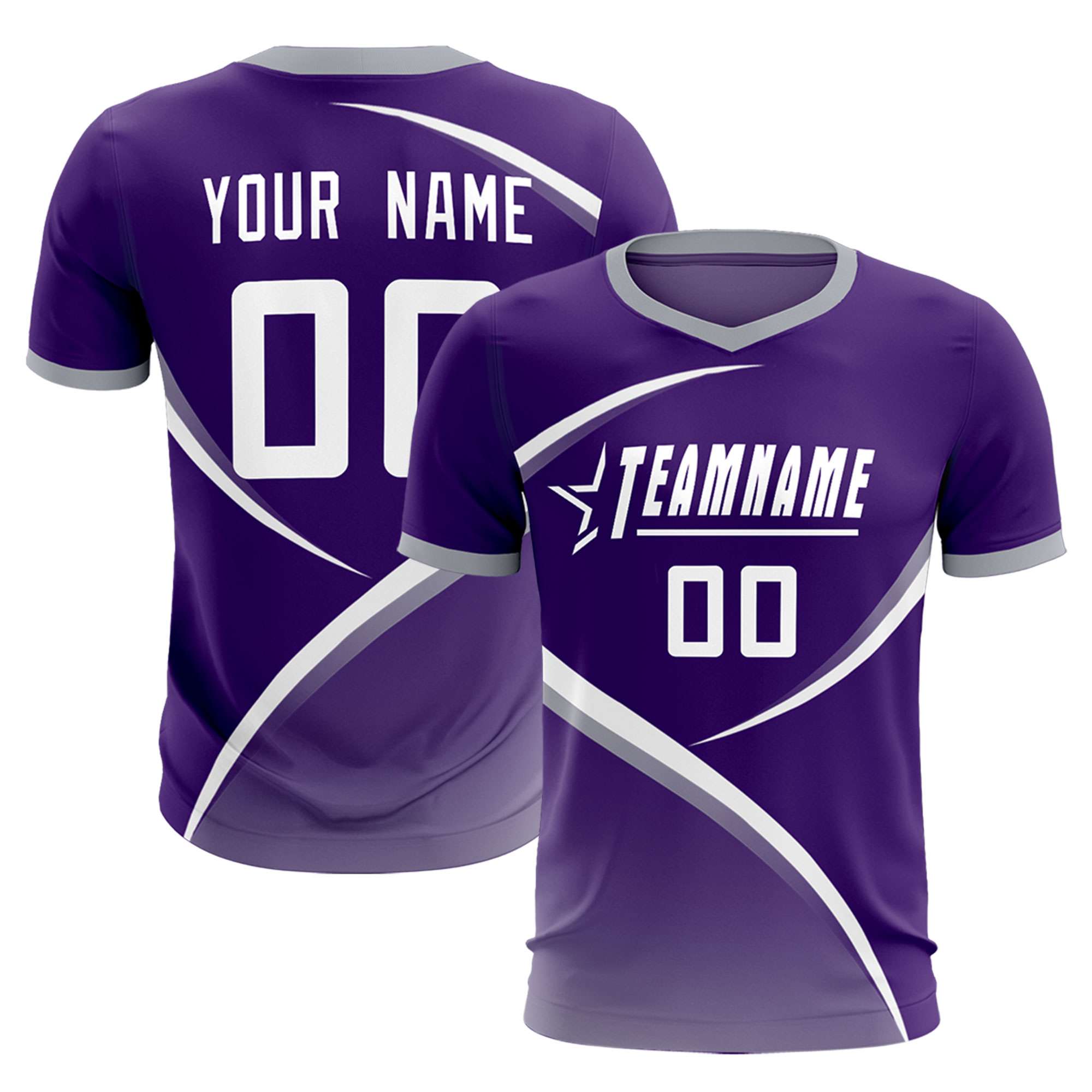 Custom Purple Gray Color Block Training Uniform For Men Soccer Sets Jersey