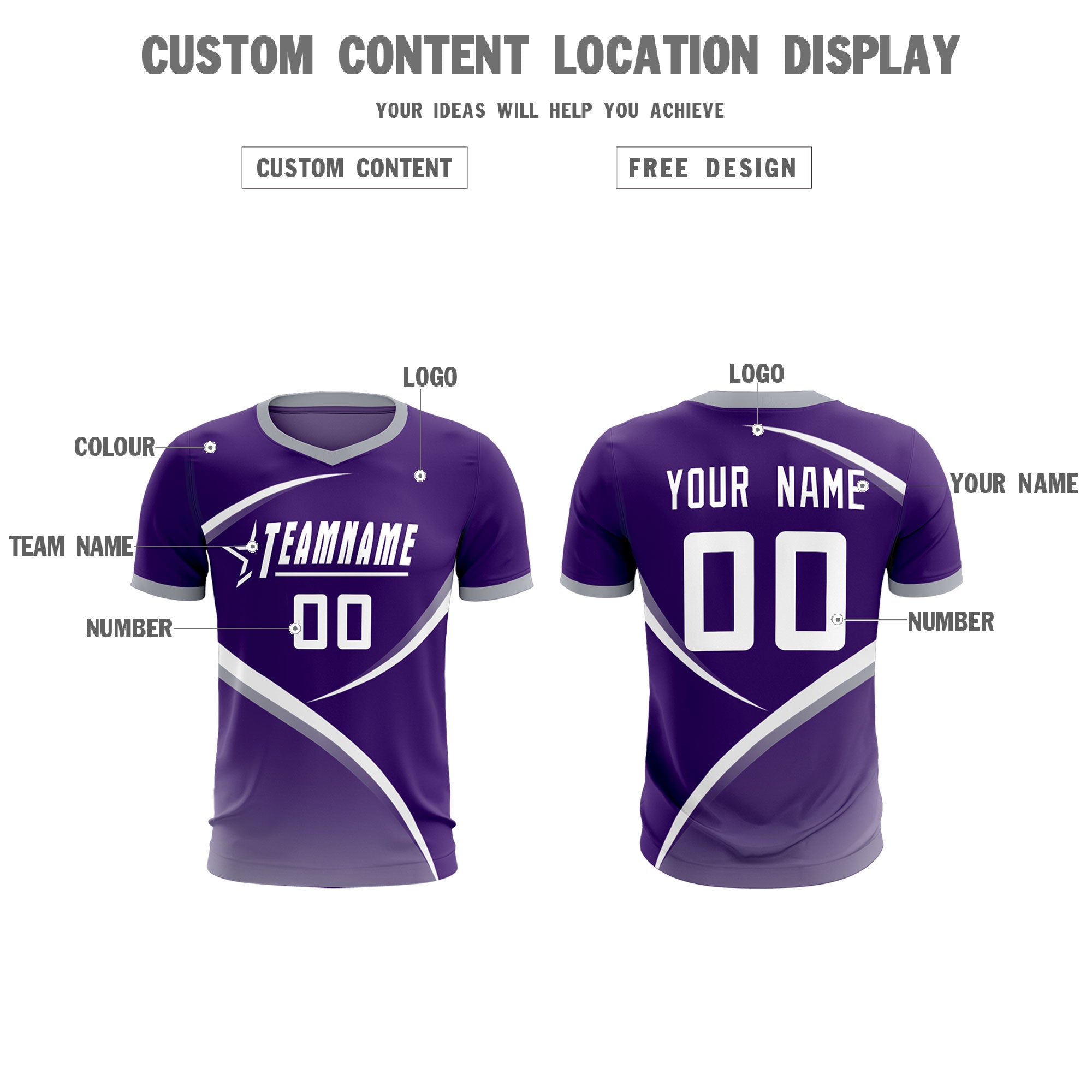 Custom Purple Gray Color Block Training Uniform For Men Soccer Sets Jersey