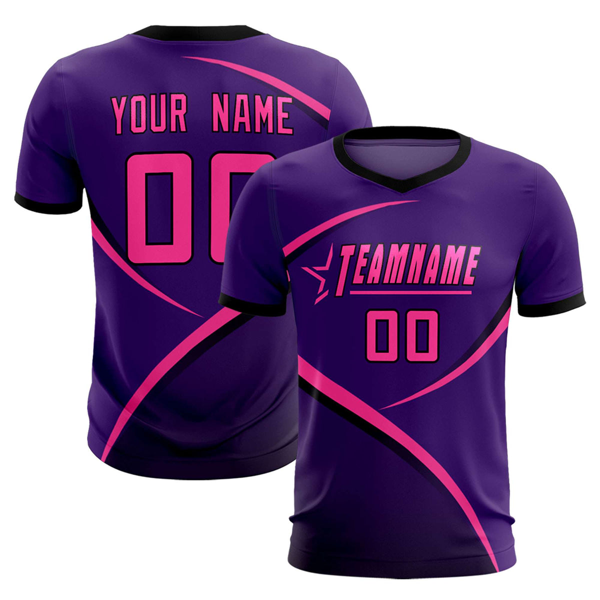 Custom Purple Black Color Block Training Uniform For Men Soccer Sets Jersey