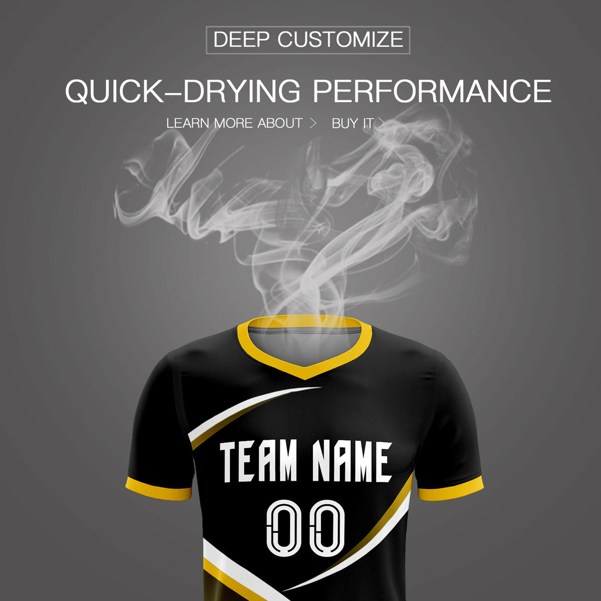 Custom Black Gold Color Block Training Uniform For Men Soccer Sets Jersey