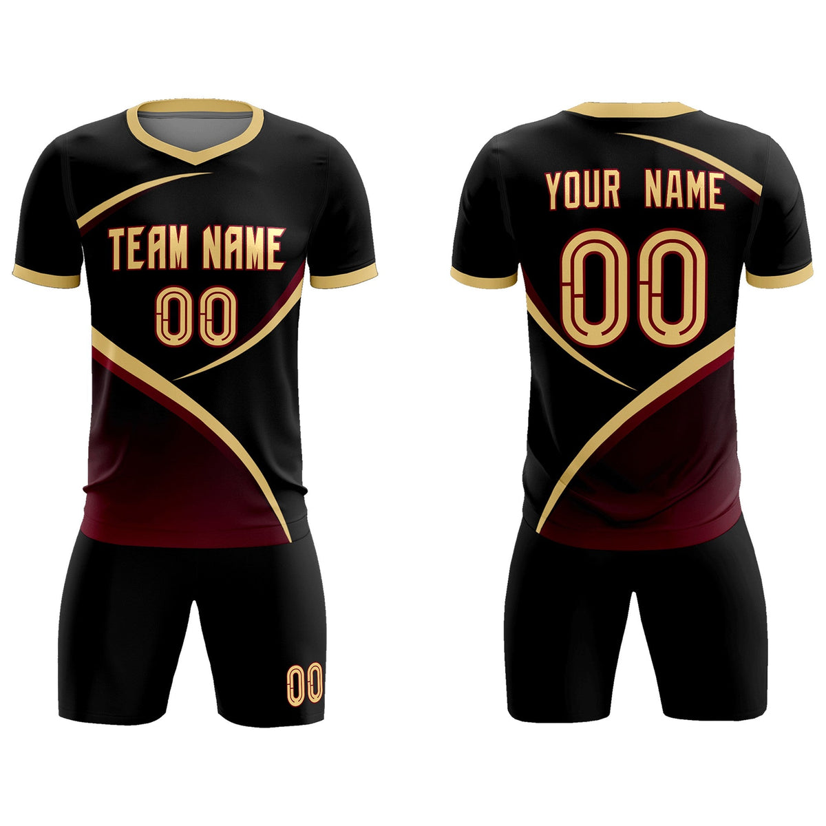Custom Black Khaki Color Block Training Uniform For Men Soccer Sets Jersey