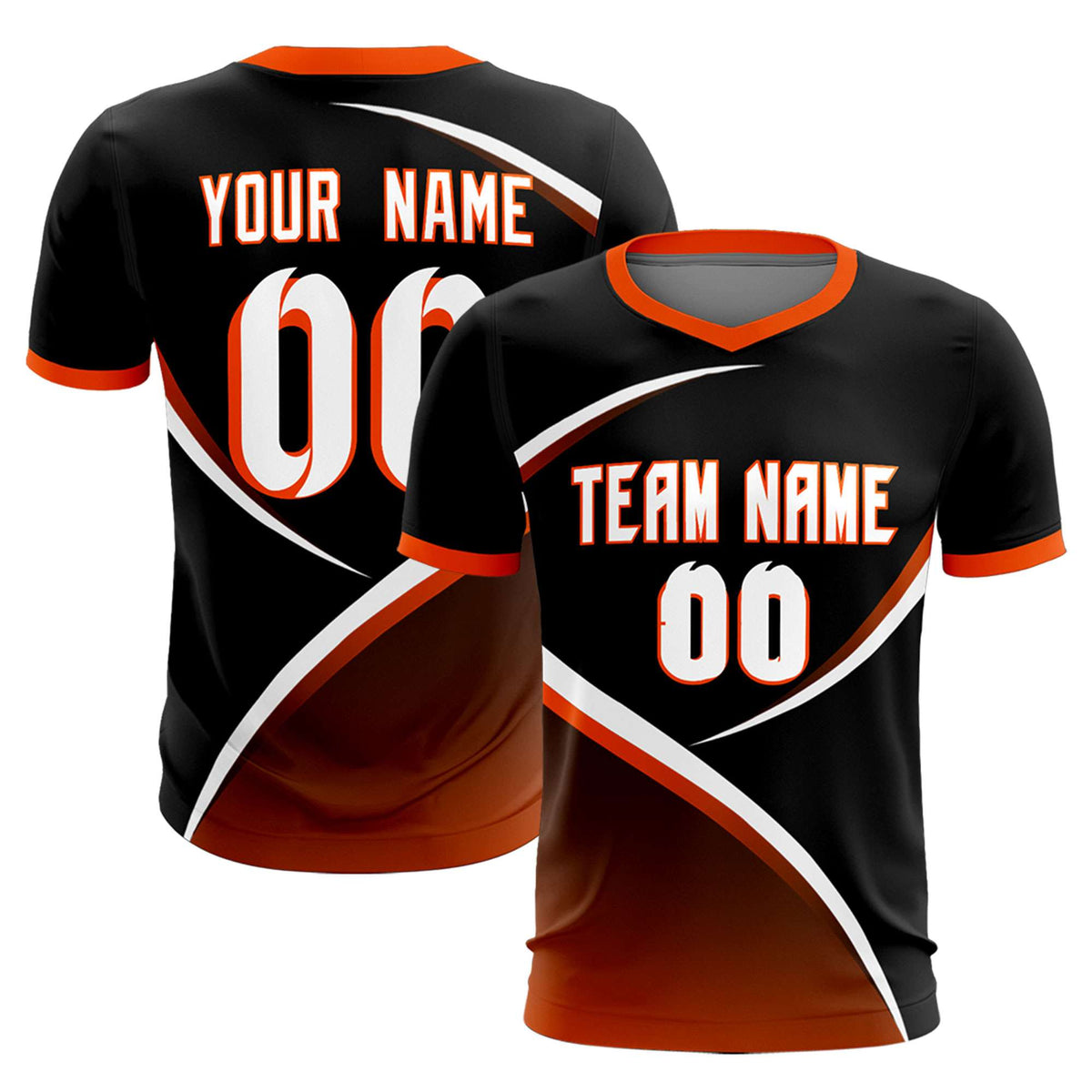 Custom Black Orange Color Block Training Uniform For Men Soccer Sets Jersey