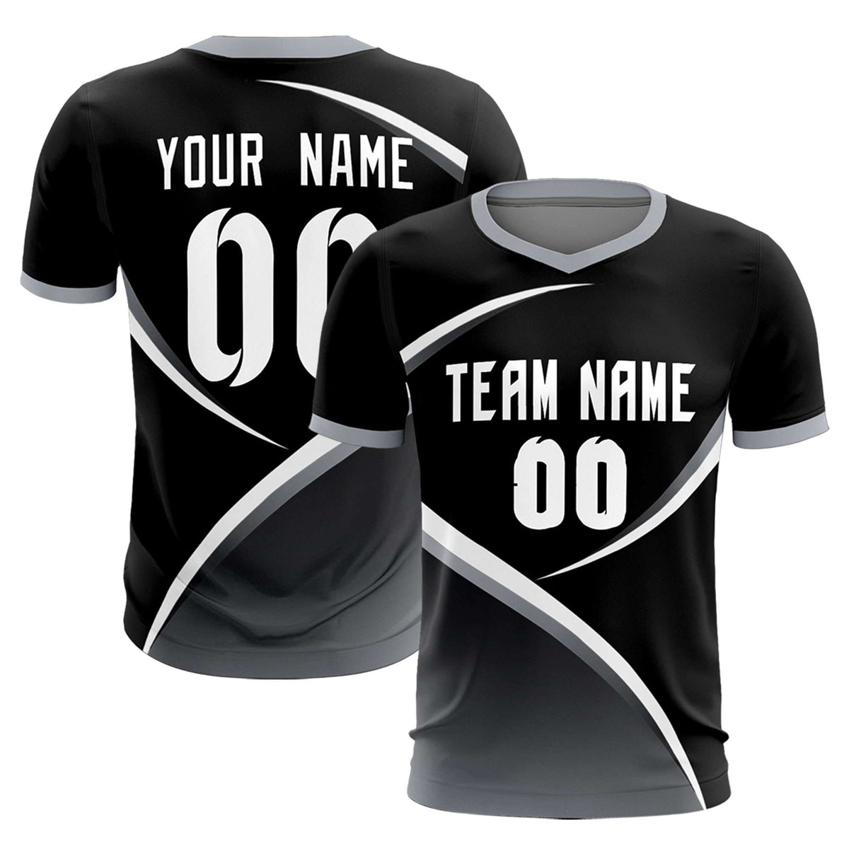 Custom Black Gray Color Block Training Uniform For Men Soccer Sets Jersey