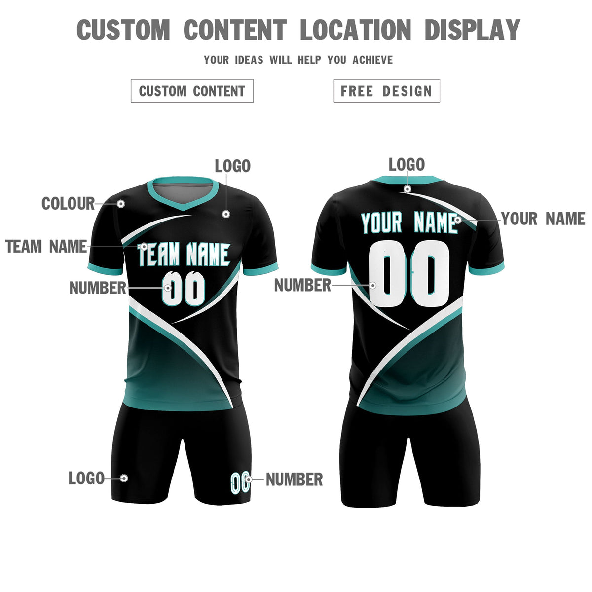 Custom Black Bright Green Color Block Training Uniform For Men Soccer Sets Jersey