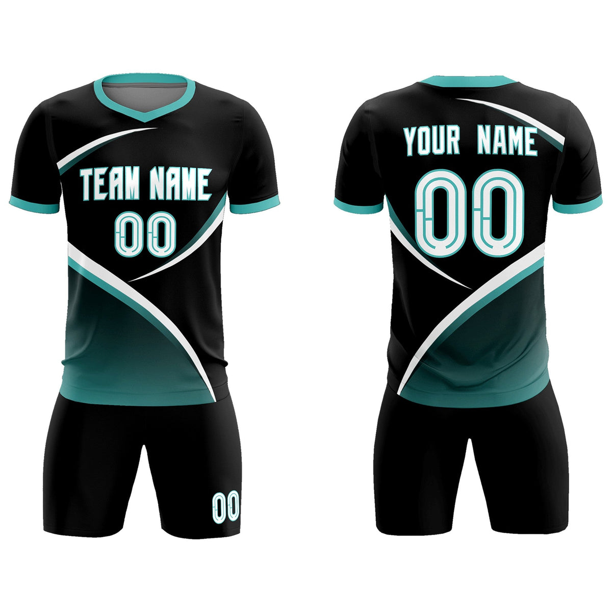 Custom Black Bright Green Color Block Training Uniform For Men Soccer Sets Jersey