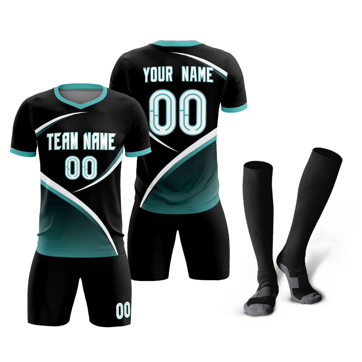 Custom Black Bright Green Color Block Training Uniform For Men Soccer Sets Jersey
