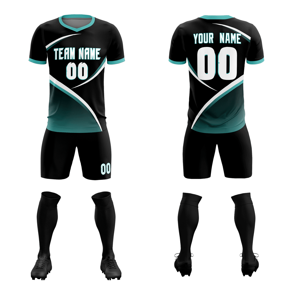 Custom Black Bright Green Color Block Training Uniform For Men Soccer Sets Jersey