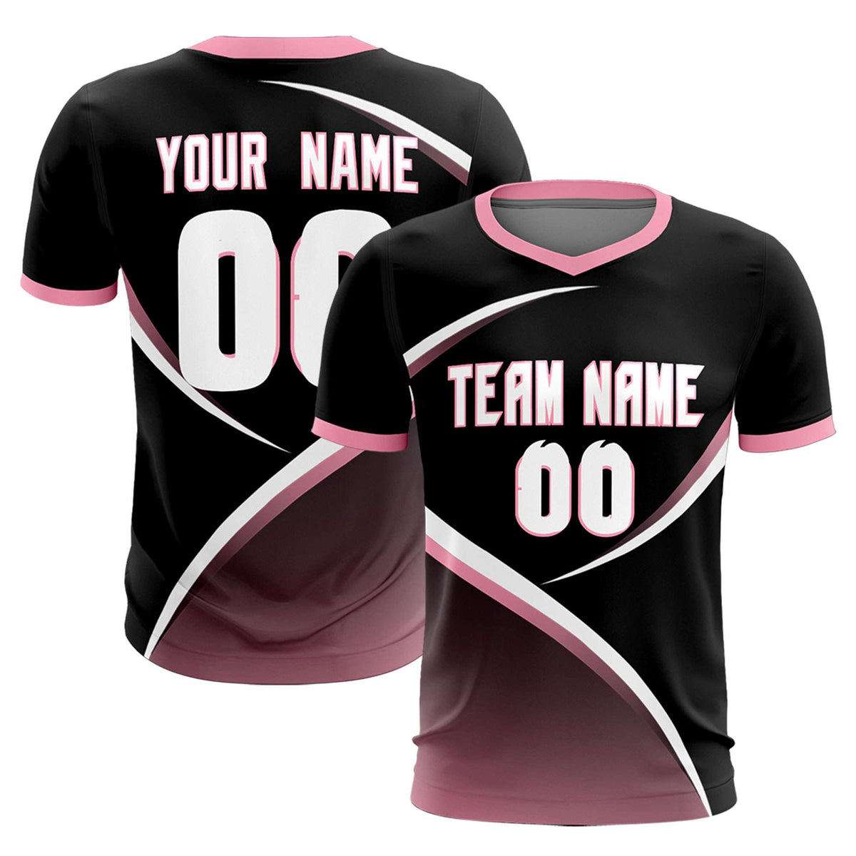Custom Black Light Pink Color Block Training Uniform For Men Soccer Sets Jersey