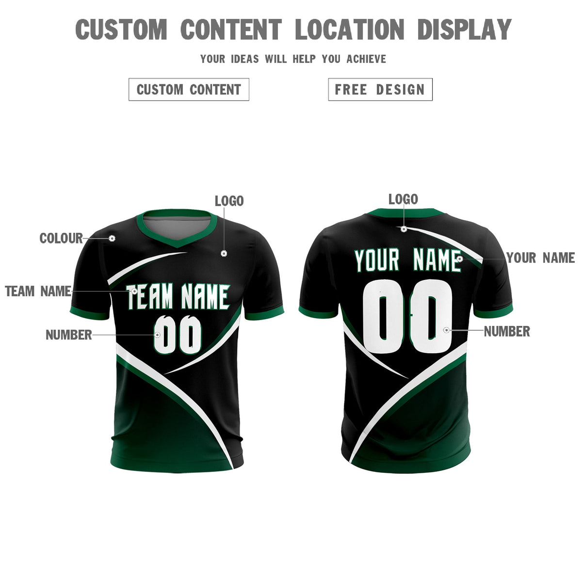 Custom Black Kelly Green Color Block Training Uniform For Men Soccer Sets Jersey