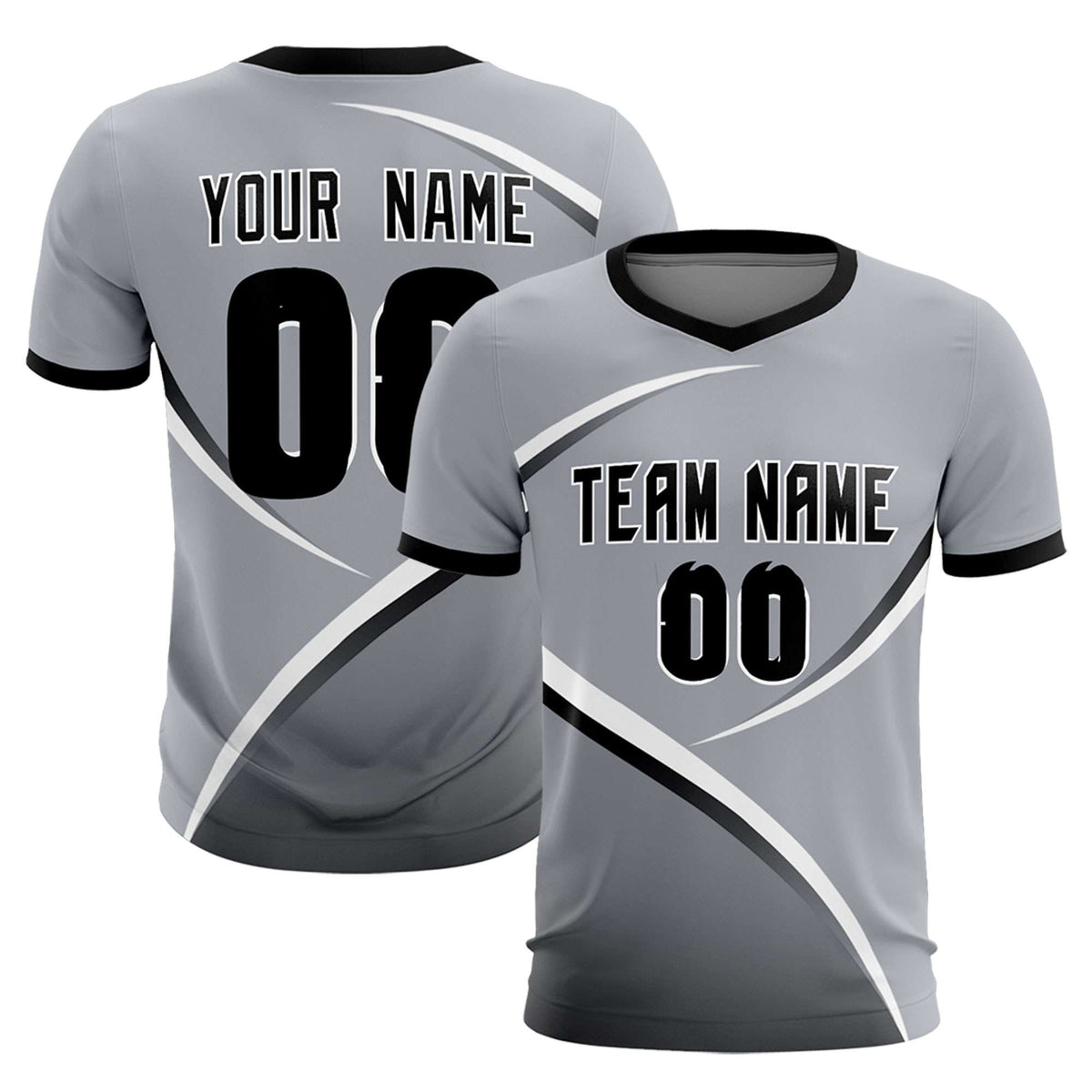 Custom Gray Black Color Block Training Uniform For Men Soccer Sets Jersey