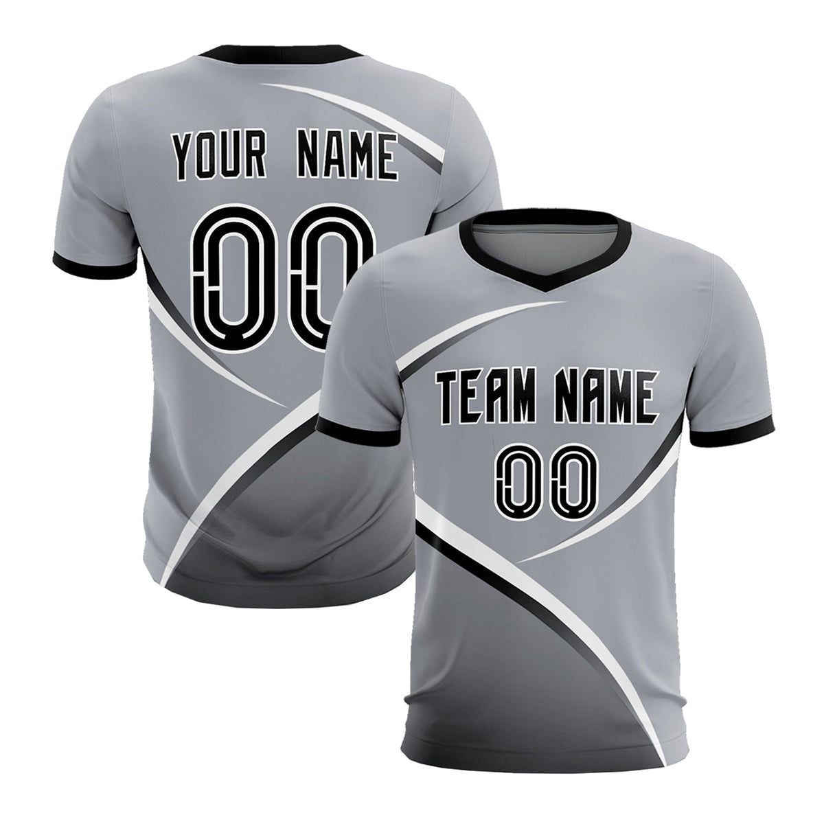 Custom Gray Black Color Block Training Uniform For Men Football Kits Jersey