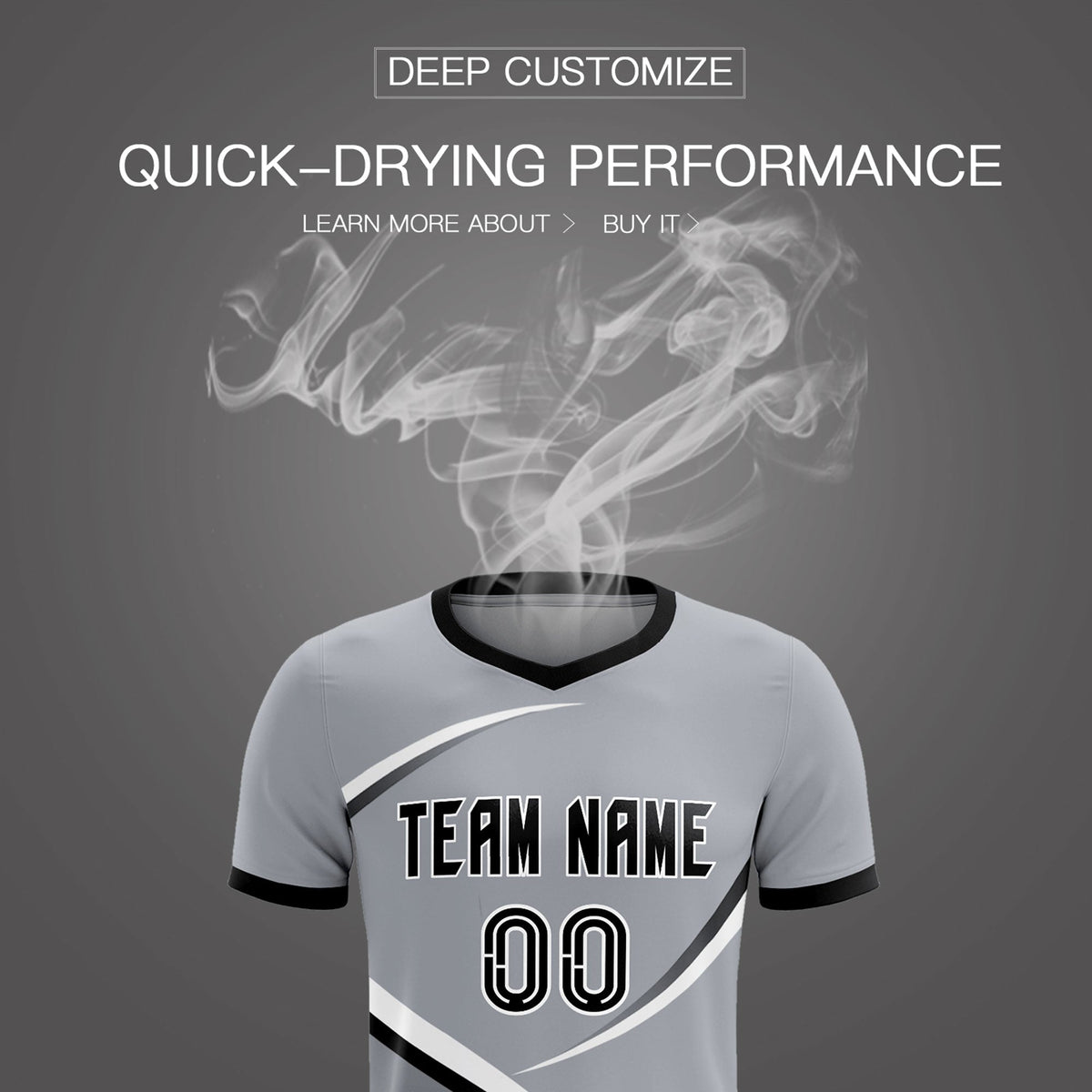 Custom Gray Black Color Block Training Uniform For Men Football Kits Jersey
