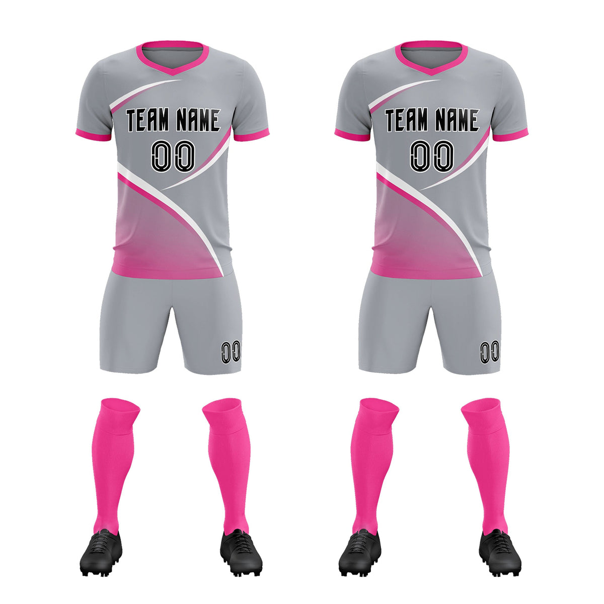 Custom Gray Pink Color Block Training Uniform For Men Football Kits Jersey