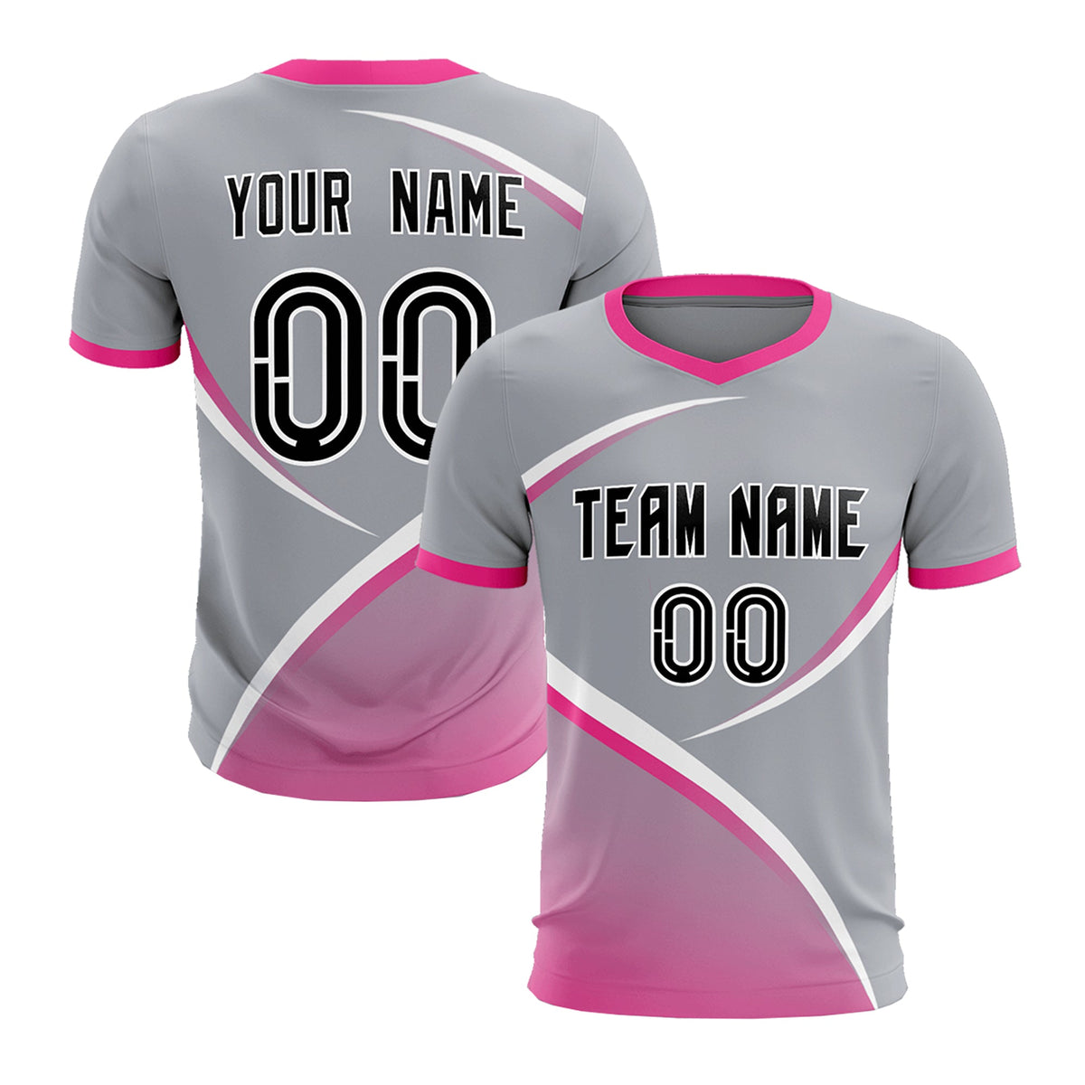 Custom Gray Pink Color Block Training Uniform For Men Football Kits Jersey