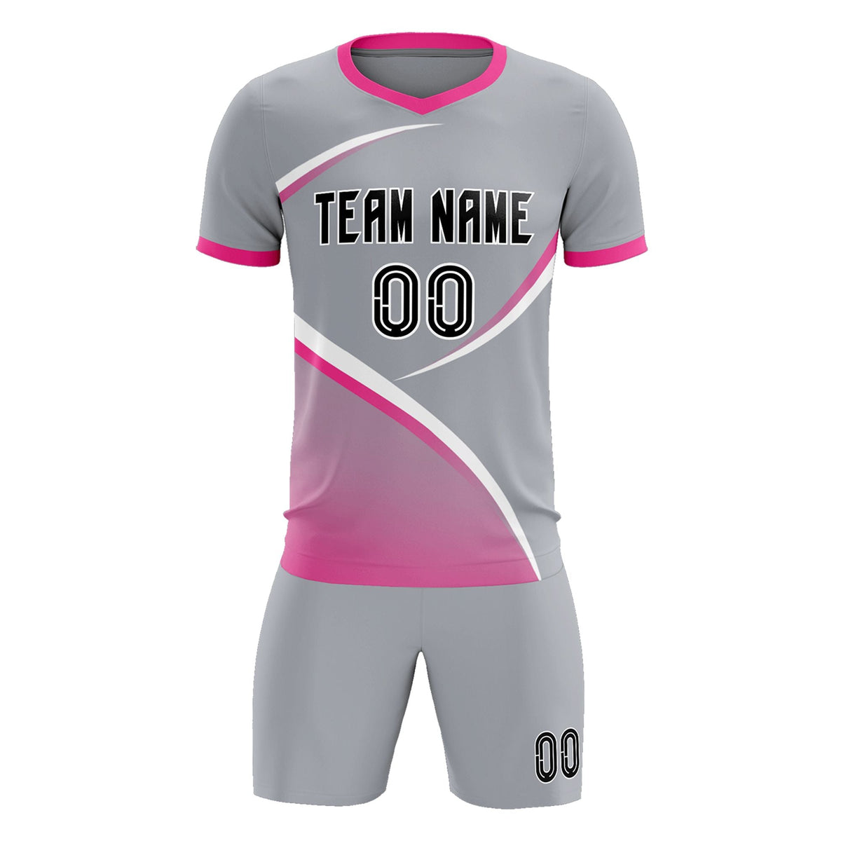 Custom Gray Pink Color Block Training Uniform For Men Football Kits Jersey