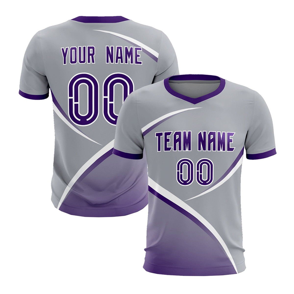 Custom Gray Purple Color Block Training Uniform For Men Football Kits Jersey