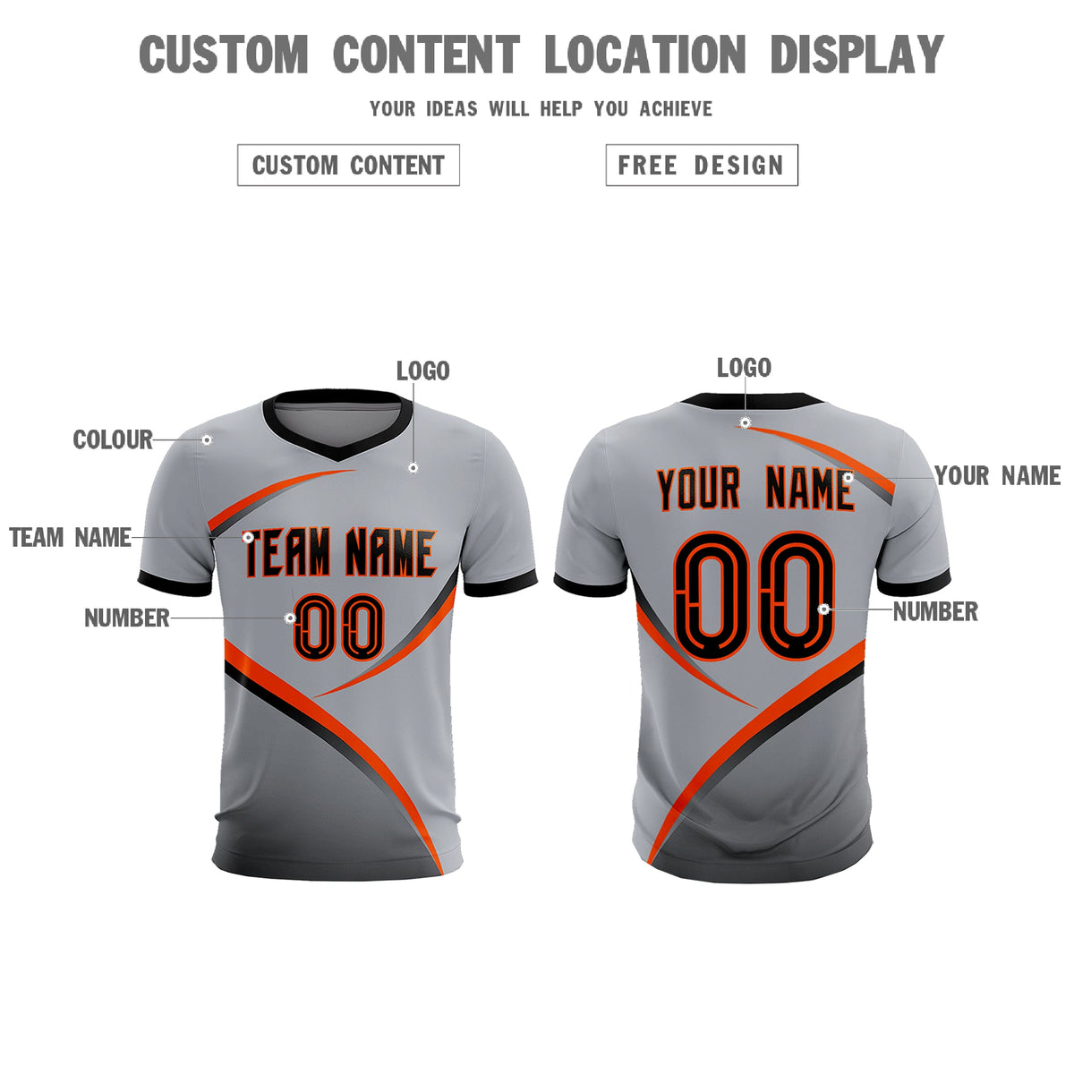 Custom Gray Black Color Block Training Uniform For Men Football Kits Jersey