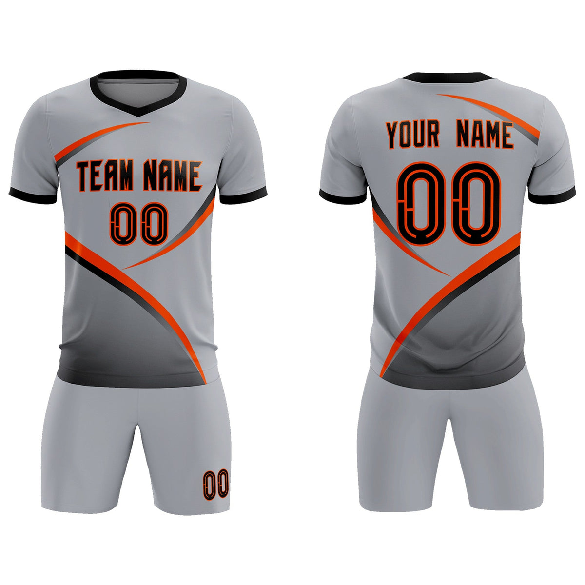 Custom Gray Black Color Block Training Uniform For Men Football Kits Jersey