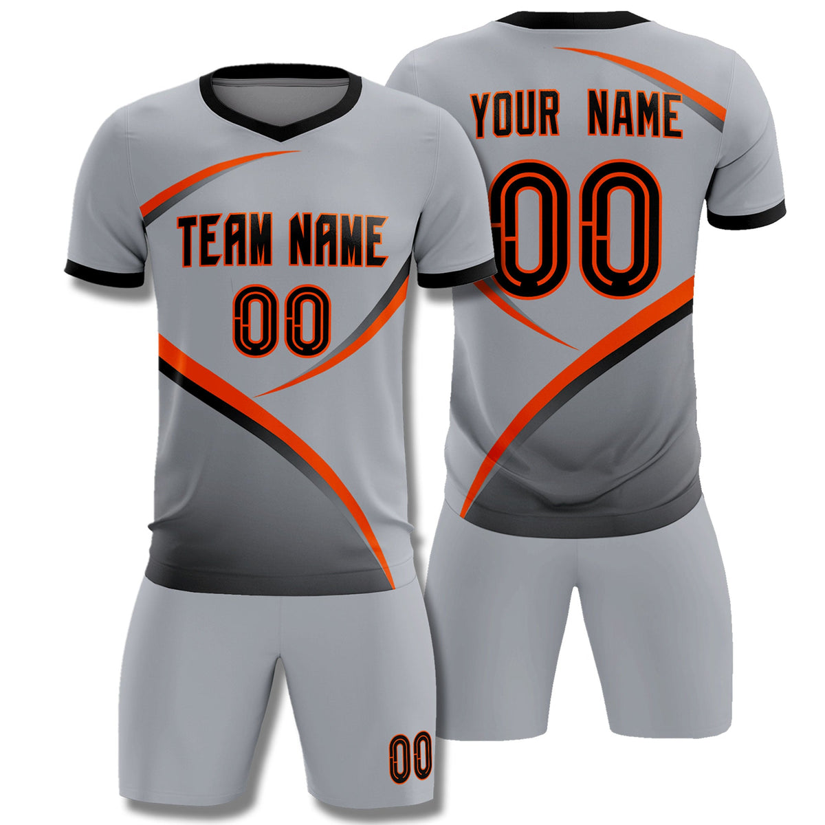Custom Gray Black Color Block Training Uniform For Men Football Kits Jersey