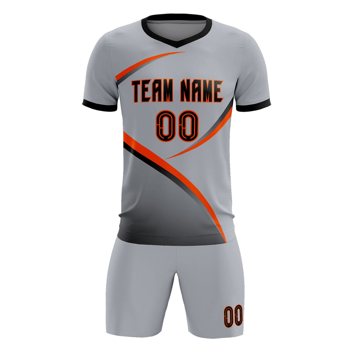 Custom Gray Black Color Block Training Uniform For Men Football Kits Jersey