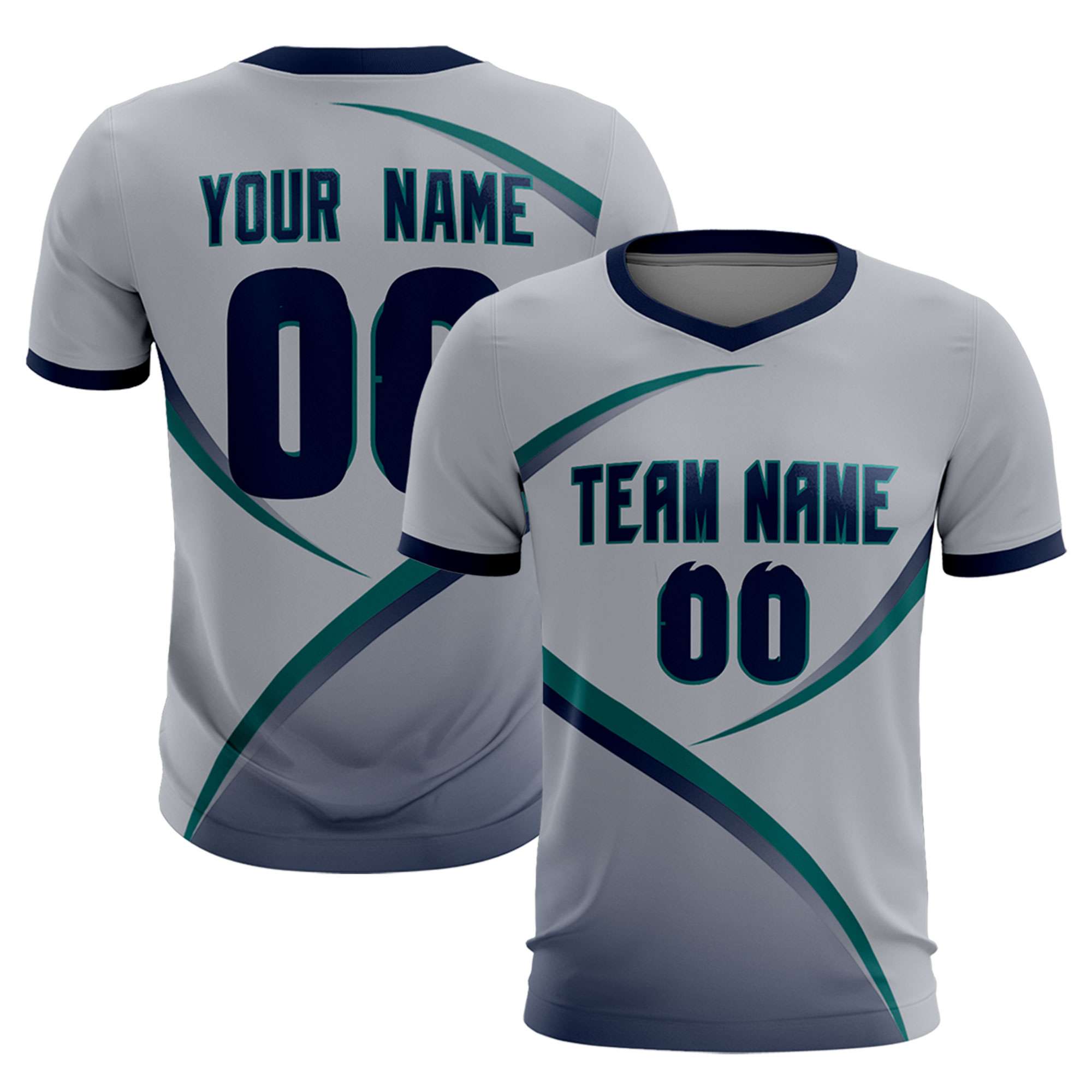 Custom Gray Navy Color Block Training Uniform For Men Soccer Sets Jersey