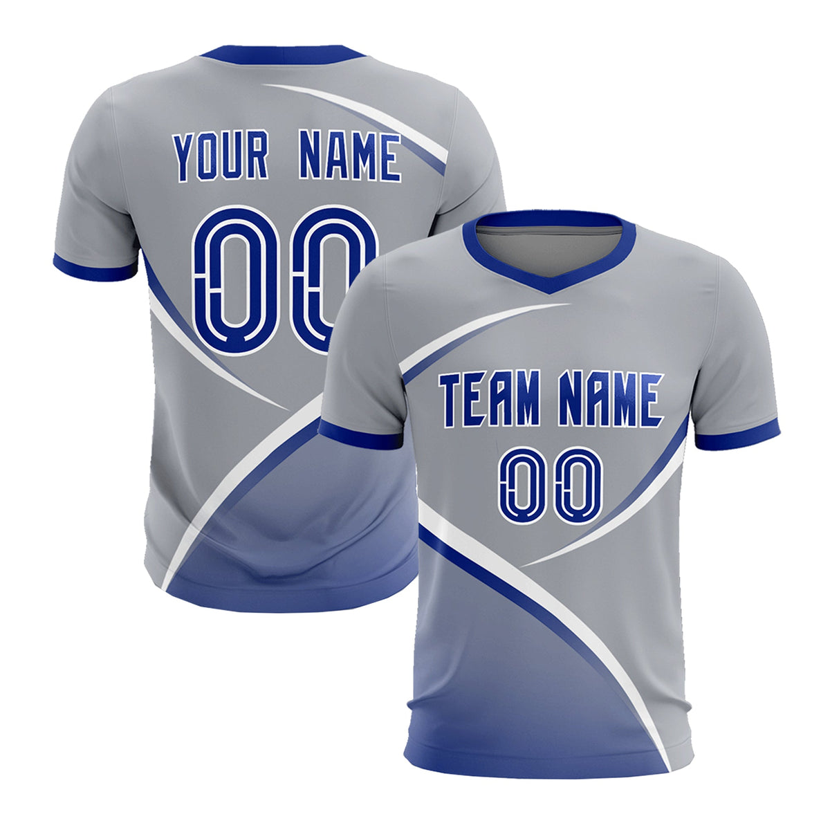 Custom Gray Royal Color Block Training Uniform For Men Football Kits Jersey