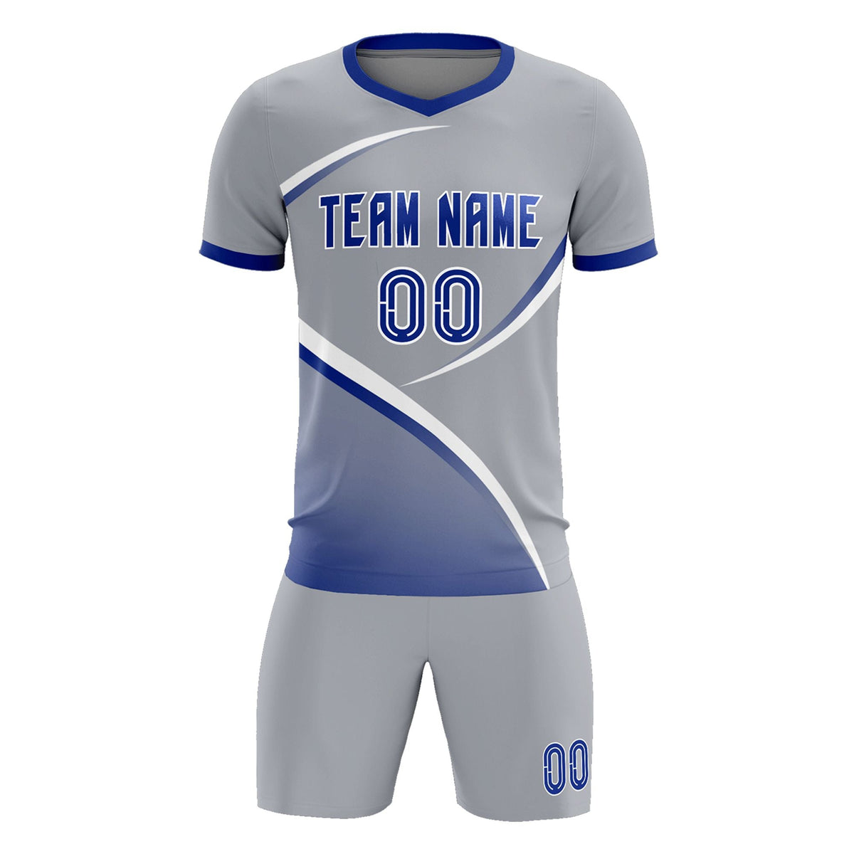 Custom Gray Royal Color Block Training Uniform For Men Football Kits Jersey
