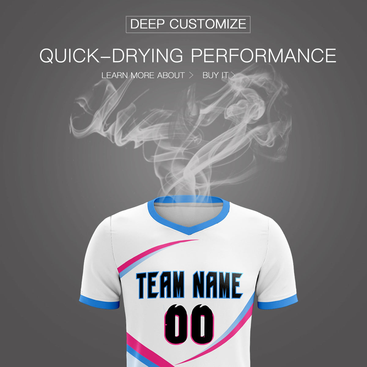 Custom White Powder Blue Color Block Training Uniform For Men Soccer Sets Jersey