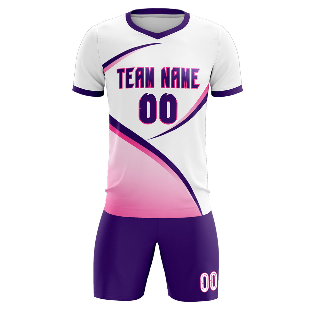 Custom White Purple Color Block Training Uniform For Men Soccer Sets Jersey