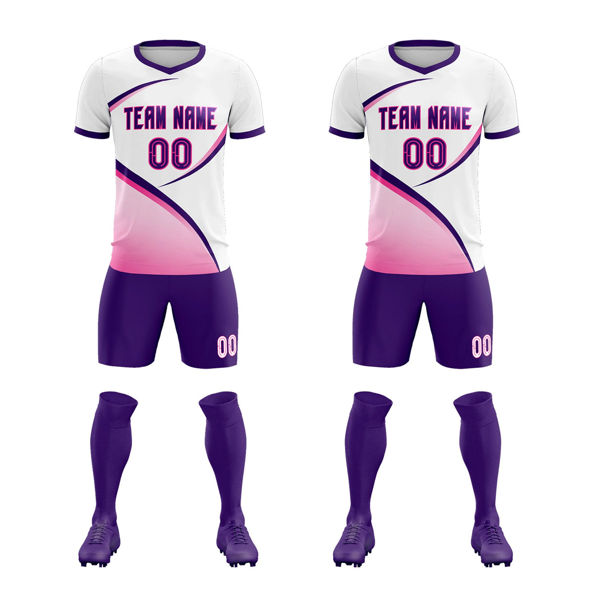 Custom White Purple Color Block Training Uniform For Men Football Kits Jersey