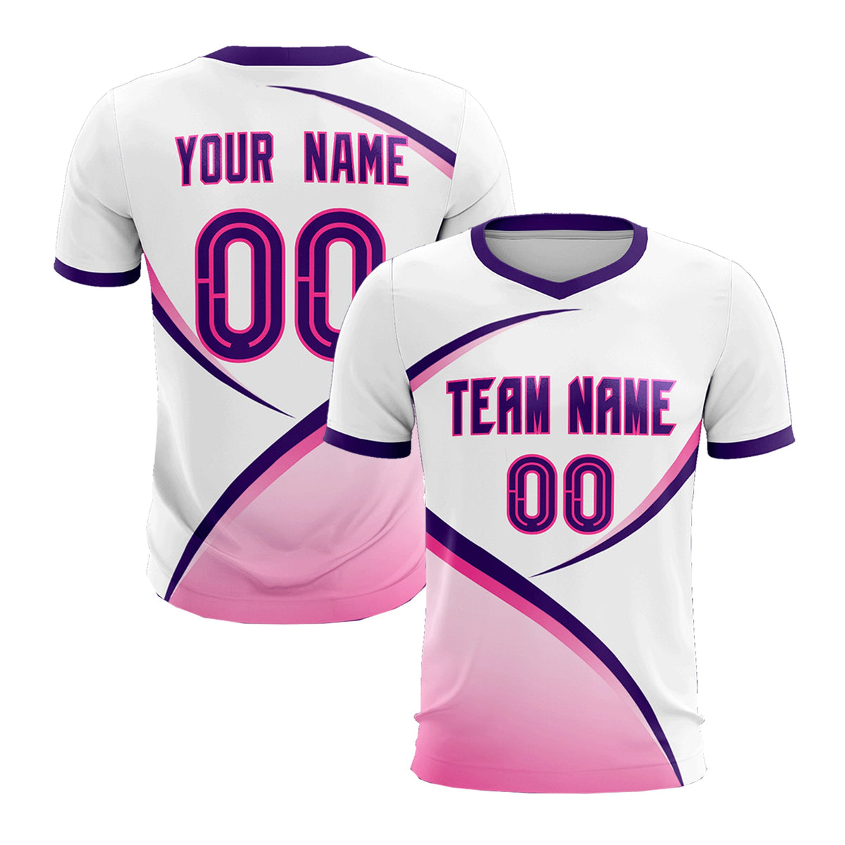 Custom White Purple Color Block Training Uniform For Men Football Kits Jersey