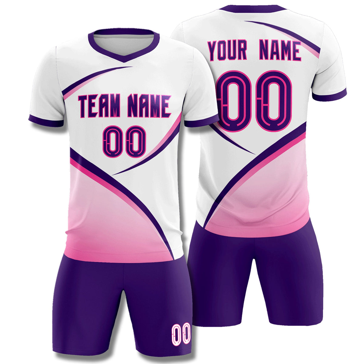 Custom White Purple Color Block Training Uniform For Men Football Kits Jersey