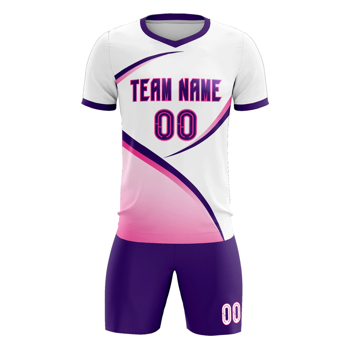 Custom White Purple Color Block Training Uniform For Men Football Kits Jersey