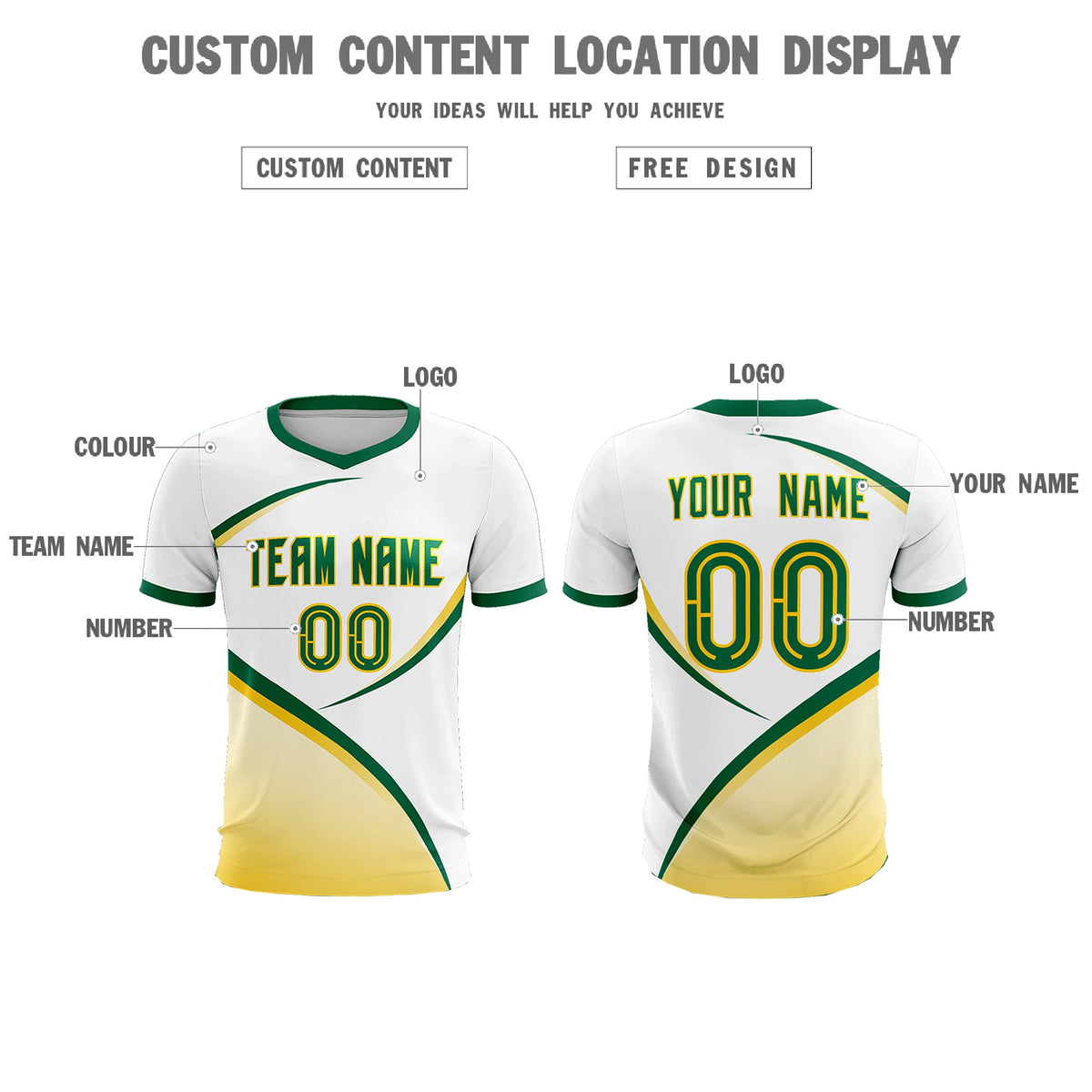 Custom White Kelly Green Color Block Training Uniform For Men Football Kits Jersey